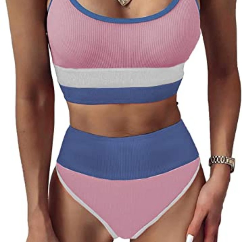 Nwt ribbed high waisted bikini small